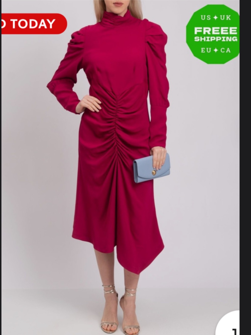 Roberto Cavalli, fuchsia long sleeve maxi dress